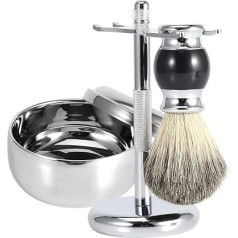 Razor Sets for Men, Luxury Men's Set: Pure Badger Hair Shaving Brush + Shaving Brush Holder + Bowl