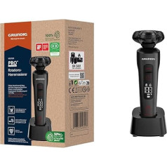 Grundig ProClub MS 9130 Men's Razor, BeardCare Sensor, Plastic Outer Housing Made of 61% Recycled Plastic, Titanium Blades, Wet & Dry, Long Hair Trimmer, Matte Black/Red