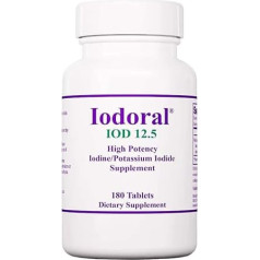 Optimox, Iodoral, 12.5 mg, with iodine and potassium iodide, depot, 180 vegan tablets, laboratory-tested, vegetarian, gluten-free, soy-free, no genetic engineering, iodine for thyroid gland