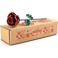 Forging Art Bcn Eternal Wrought Iron Rose - Hand Forged (Red/Green)