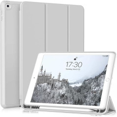 ZKTUYU Case for iPad 9th / 8th / 7th Generation with Pen Holder 10.2 Inch iPad 9 Generation Case 2021/2020 / 2019 Model, Ultra Thin TPU Protective Case with Stand Function for iPad 10.2, Grey