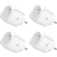 EIGHTREE WiFi Socket Programmable Compatible with Alexa/Google Home, Smart Life App, Consumption Tracking, Fan Air Conditioning Control, 2.4GHz WiFi, 16A 3680W, Pack of 4