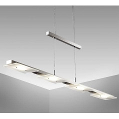 LED Pendant Light with 4 x 4.5 W 400 lm LED Light Panels, Height-Adjustable Dining Table Light, 3000 K Warm White, IP20 Real Glass