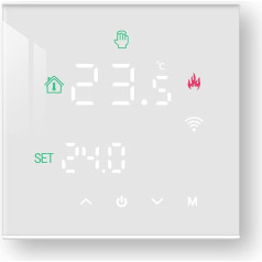 Beok Smart Thermostat Heater, Programmable Thermostat Underfloor Heating for Boiler Heating, WiFi Room Thermostat with Digital LCD Display, Compatible with Alexa, Google Home 3A TGW60W-WIFI-WPB, White