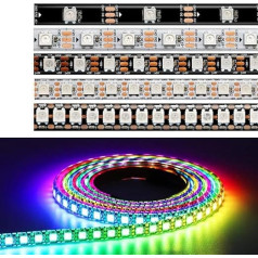 DC5V WS2812 WS2812B LED Strip Black White PCB 30/60/74/96/144LEDS/M RGB Individually Addressable Pixel LED Light IP30 IP65 IP67 (White PCB IP65, 5 M 96 LED/M)
