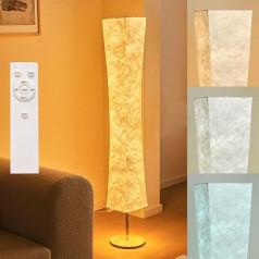 BASRAE Floor Lamp White Modern Floor Lamp for Living Room, LED Soft Floor Lamp for Bedroom, Floor Lamp Dimmable with Remote Control, 3 Colours, Decorative Fabric Lamp with Lampshade