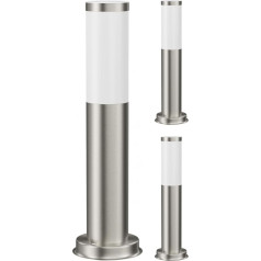 ledscom.de Poru Pathway Light / Bollard Light for Outdoor Use IP44 39 cm Stainless Steel 1x E27 Max. 40 W Pack of 3