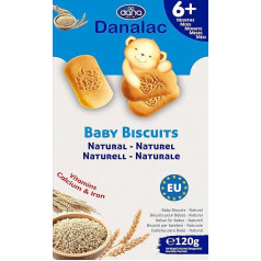 Danalac Baby Biscuits Naturell, 120 g Snacks and Food for Toddlers from 6 Months with Calcium, Iron and Vitamins