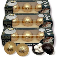 Set Chocolate Ball with Mini Marshmallows Filled for Hot Chocolate, Magic Dark Chocolate Ball, Drinking Chocolate as Chocolate Ball (3 Boxes - Total 9 Balls)