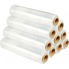 LEDSone Pallet Stretch Film, Extra Long Roll, Standard Core, Thick Shrink Film, Cling Film, Plastic Film, Packaging for Removal, Industry and Warehouse (Clear, 10 Pieces, 50 cm