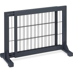 Relaxdays Barrier Gate, Extendable Safety Gate, Stairs & Door, H x W: 56 x 70-108 cm, Freestanding, Children & Dogs, Grey