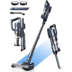 MIUZZY 30000Pa Cordless Vacuum Cleaner, 6-in-1 Cordless Vacuum Cleaner, 50 Minutes Runtime, Self-Standing, Tangle-Free, Lightweight and Powerful for Hard Floors, Carpets, Cars and Pet Hair, Black