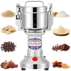 Moongiantgo Grain Mills Electric 700 g Electric Mill, Stainless Steel & Commercial Motor with 2500 W 36000 rpm, for Herbs/Spices/Nuts/Cereals, with Overload Protection & Open Cover Stop