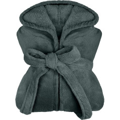 npluseins Extra Soft Hooded Bathrobe Made of Cuddly Fleece, Available in Modern Colours and Various Sizes, Unisex, Calf Length