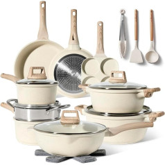 Just Perfecto Induction Pots Set - Pan Set with Lid - Induction Pots Set - Pots & Pans Set without PTFE and PFOA - Cookware Pot Set Induction (21 Pieces Bending)