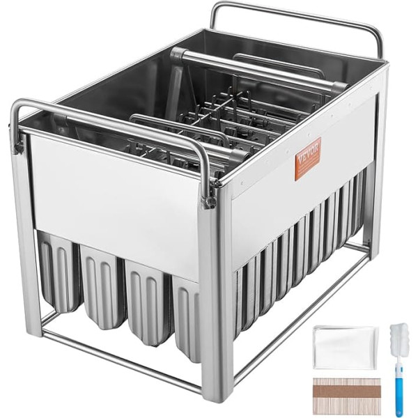 VEVOR Commercial Popsicle Molds, 40 Pcs Round Head Ice Lolly Molds Double Slot Ice Lolly Molds Stainless Steel Ice Lolly Molds Holder for Ice Maker with 50 Pieces Ice Lolly Sticks and Bags