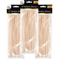 Primes DIY Wooden Skewers, Durable Bamboo Sticks, Sturdy Eco-Friendly Wooden Skewers, BBQ Skewers, Shish Kebab Fruit Cocktail Party Wedding Cake Decorating Large 12 Inch Pics 300