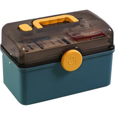 Home Medicine Box Medicine Storage Box Large Medicine Cabinet Organiser Multifunctional Storage Box 2 Level Medicine Case Organiser Box for Home, Outdoor (Blue, L)