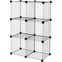 Amazon Basics Stackable Storage Shelves with 6 Cubes Wire Mesh 66 x 32 x 96.5 cm Black