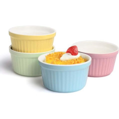 Soufflé Moulds, Set of 4 Creme Brulee Bowls, Cake Tin, 180 ml, Small Casserole Dishes Suitable for Kitchen Baking (Colour)