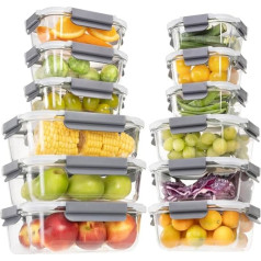 GENICOOK Set of 24 Glass Food Storage Containers with Lids, Glass Storage Jars Set for Food, Glass Meal Prep Boxes, Glass Storage Containers, Airtight Glass Food Containers for Kitchen