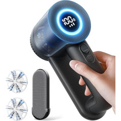Lint Remover, Electric Lint Shaver and Lint Brush 2 in 1 with 3 Speeds for All Textiles, with Intelligent Digital Display, 3 Blades, Type C Charging Cable (Black)