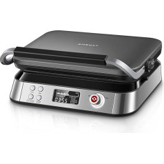 Waffle Iron 2 Minutes Ready, Advanced Control, 5 Different Programmes, 7 Browning Levels, Control via LCD Display, Timer, 1600 Watt, Stainless Steel