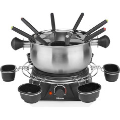 Tristar FO-1109 Family Fondue Set - Electric Fondues (8 person(s), 1.3 L, Black, Stainless steel, Round, 190 °C, Stainless steel)