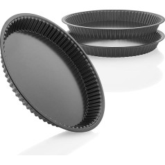 Grizzly Set of 3 cake base moulds with wavy edge, diameter 30 cm, non-stick coating, quiche mould set, for pies, fruit cakes, tart and quiche