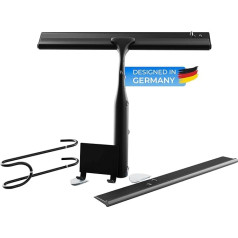 LUXOASIS® Shower Squeegee Set with Adhesive Holder No Drilling – Black 25 cm Wide – Includes Silicone Lip, S-Hook Squeegee Shower Bathroom Window Squeegee Windscreen Squeegee Bathroom Squeegee