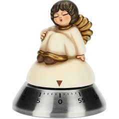 THUN - Christmas 2022 - Kitchen timer with conical ceramic angel, hand-decorated, Christmas gift idea 2022 - timer made of stainless steel - 8 x 8 x 9.5 cm h