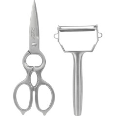 San Ignacio Vitoria Set of 2 Kitchen Utensils, 1 Scissors 20.5 cm + Peter 16 cm, Made in Stainless Steel, Ultra Resistant