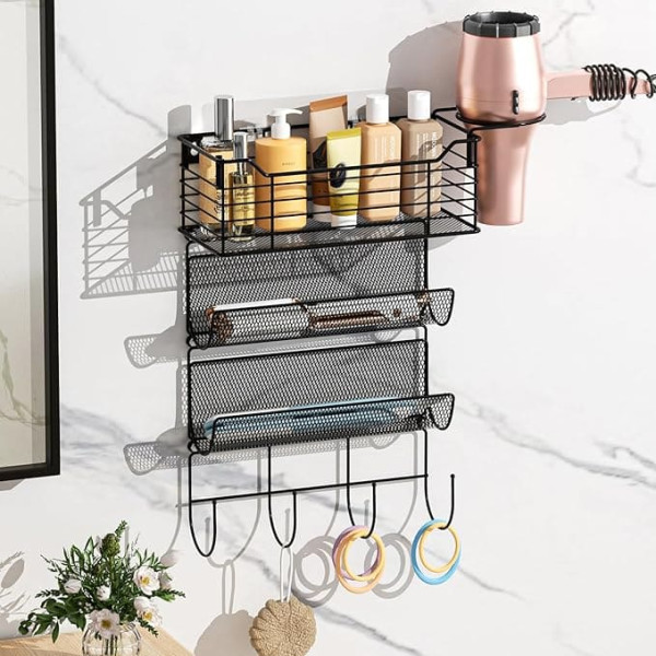 VITVITI Hair Dryer Holder No Drilling Hair Dryer Holder Hair Dryer Holder Hair Dryer Holder Wall No Drilling Bathroom Organiser Bathroom Storage Bathroom Barbershop Comb Straightener Styling Tools