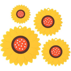 4 x Pot Coasters, Silicone Pot Holder, Pot Coaster, Silicone Sunflower, Dishwasher Safe, Heat Resistant, Non-Slip Kitchen Utensils, Yellow