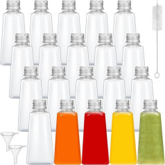 Zuimei Miniature Alcohol Bottles 60ml Reusable Empty Spirit Bottles Small Plastic Shot Bottles with Screw Cap Funnel Cleaning Brush for Wedding Party Picnic