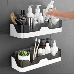 SHBaizoy Pack of 2 Shower Shelves Bathroom Shelf No Drilling Wall Mounted Bathroom Shelves Plastic Shower Baskets for Bathroom/Kitchen