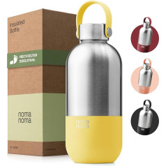 noma noma Stainless Steel Drinking Bottle, Suitable for Carbonated Drinks, Thermos Flask 1 L, 750 ml, 500 ml, Leak-Proof, BPA-Free and Climate Neutral (1 Litre Lemonade Yellow)