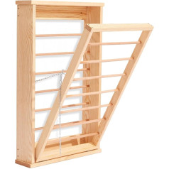 NOVECRAFTO Natural Wooden Clothes Airer Wall Mounted Save Space Clothes Airer Wall Mounted Foldable - Folding Wall Clothes Dryer 90 cm x 52 cm x 6 cm (H x W x D) for Laundry Room, Bathroom