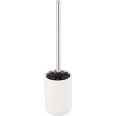 Allstar Olinda Toilet Brush Holder in Frosted Finish Ceramic with Black Toilet Brush Holder Diameter 9.5 x Depth 40 cm White