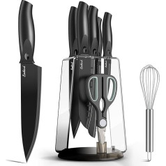 Knife Block Set, 8-Piece Chef's Knife Set with Knife, Scissors, Knife Block for Chopping Meat/Vegetables
