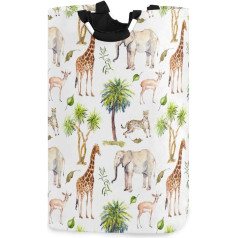 Mnsruu Elephant Giraffe Animal Foldable Laundry Basket with Handle
