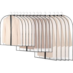 AZKEEGREY Pack of 15 Garment Bags Suit Long 120/100/80 x 60 cm Garment Bags with Zip Mothproof Transparent Garment Covers for Suits, Coats, Dresses, Shirts