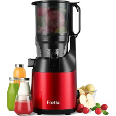 Juicer Machine, Fretta Juicer Vegetable and Fruit 250 W Fruit Press, High Juice Output and Easy Clean Slow Mastication Juicer for Whole Fruit and Vegetables, 1.8 L Capacity More, BPA-Free, Red