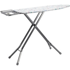 Amazon Basics Large Ironing Board with Storage Tray and H Shaped Iron Shelf 122cm x 38cm Grey Floral