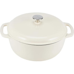 Amazon Basics Round Enamelled Cast Iron Dutch Oven with Lid 4.1 Litre White