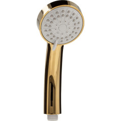 tecuro 66250 Hand Shower Head Diameter 80 mm Equipped with 3 Functions and Anti-Limescale Nozzles Includes Seal Set Connection 1/2 Inch (Standard) Plastic High-Gloss Gold-Plated