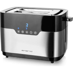 Emerio TO-122083 Toaster for 2 Toast Slots with Display + Touch Control Buttons, Removable Crumb Tray, Cancel/Defrost/Reheating, 7 Adjustable Browning Levels, Bun Attachment, 920 W,