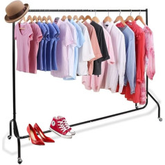 Ejoyous Clothes Rack, Clothes Rail on Wheels and 178 cm Rail, Metal Heavy Duty Coat Rack, Quick Assembly, for Bedroom, Clothing Store, 178 x 48 x 148 cm