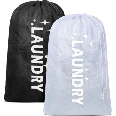 Nidoul 2 Pack Mesh Laundry Bags Heavy Duty Large Laundry Bag Drawstring Laundry Bags Laundry Hamper for College Travel Camp 24 x 36 Inch