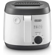 De'Longhi FS3061 Deep Fryer with Removable and Dishwasher Safe Basket, Non-Stick Coating, Adjustable Thermostat, Compact Design, Capacity 2.3 L, 1800 W, White/Grey